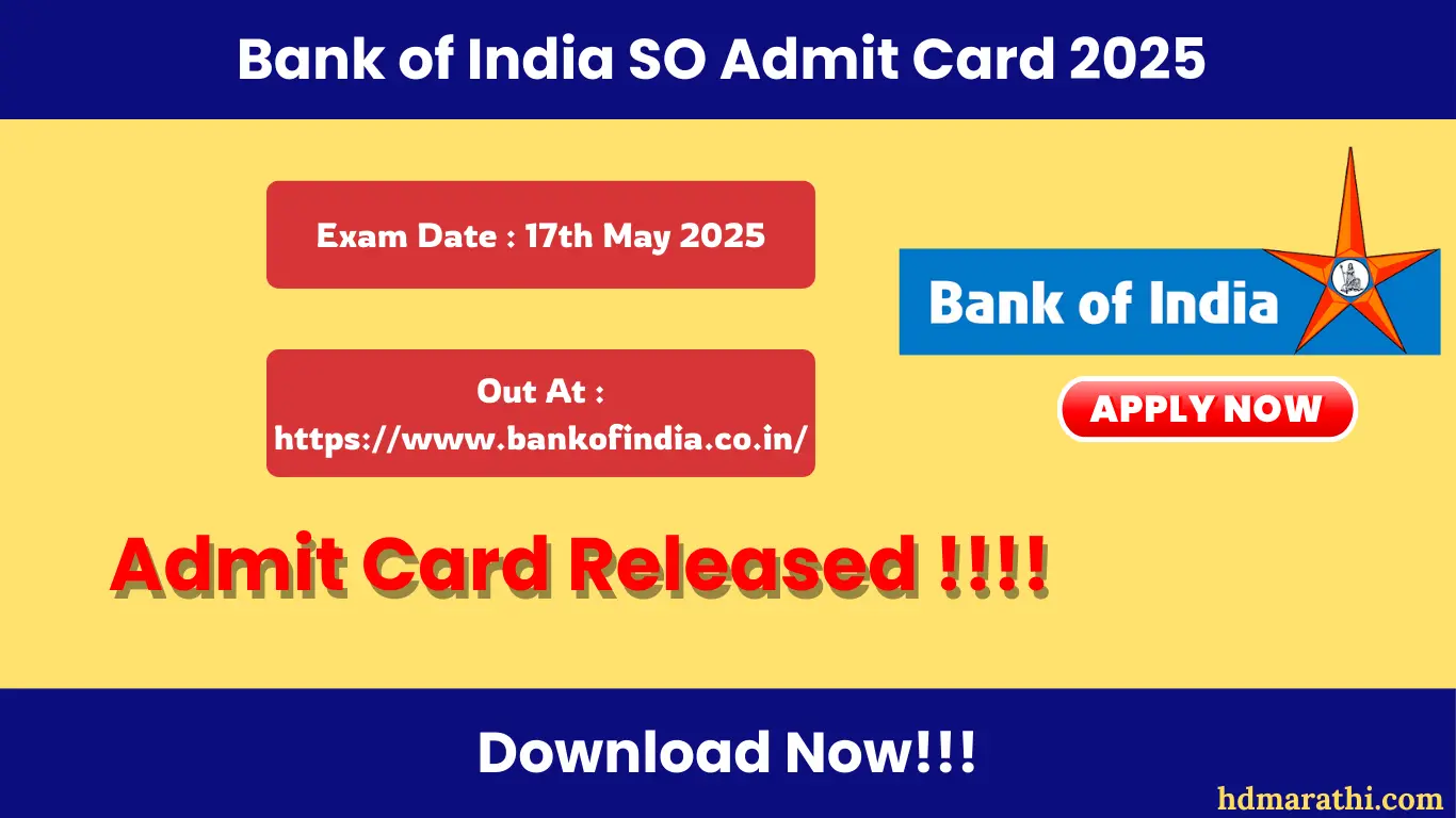 Bank of India SO Admit Card 2025
