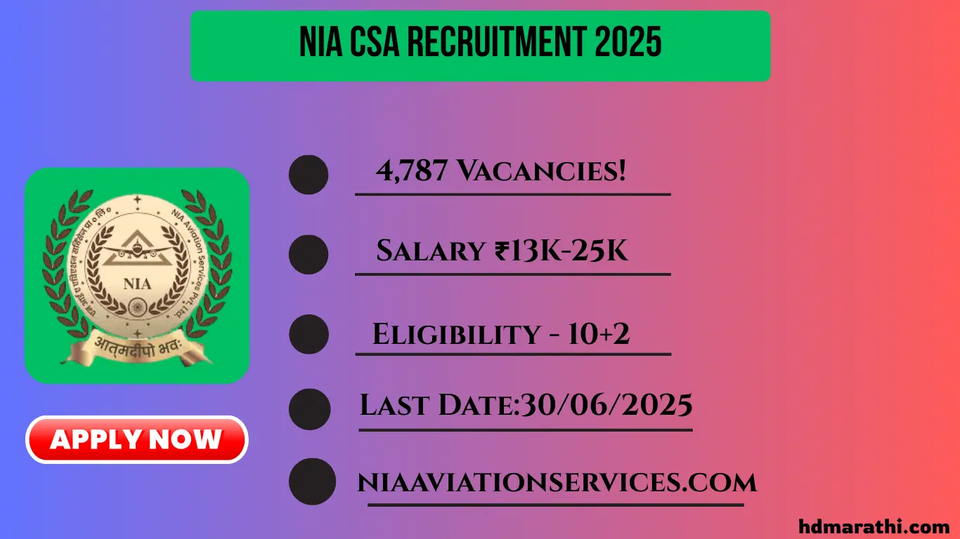 NIA CSA Recruitment 2025: